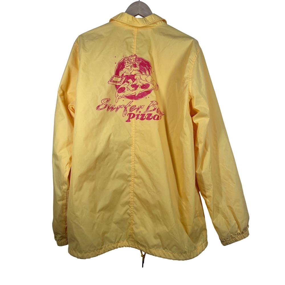 Stranger Things Surfer Boy Pizza Jacket Mens XL Our Netflix Yellow Coach